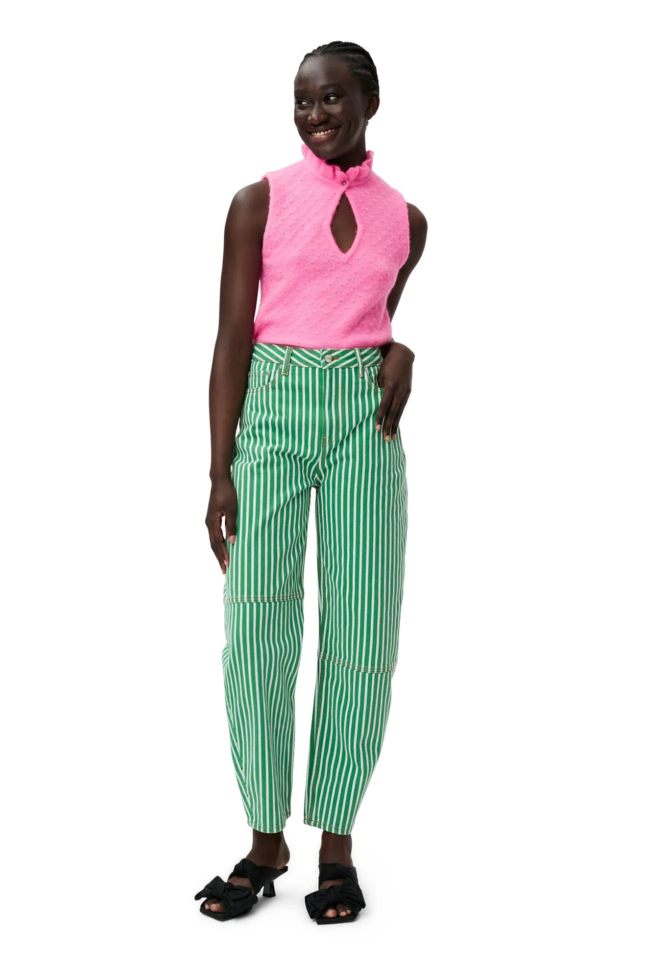 Discount GANNI Gestreifte Stary-Jeans Kelly Green
