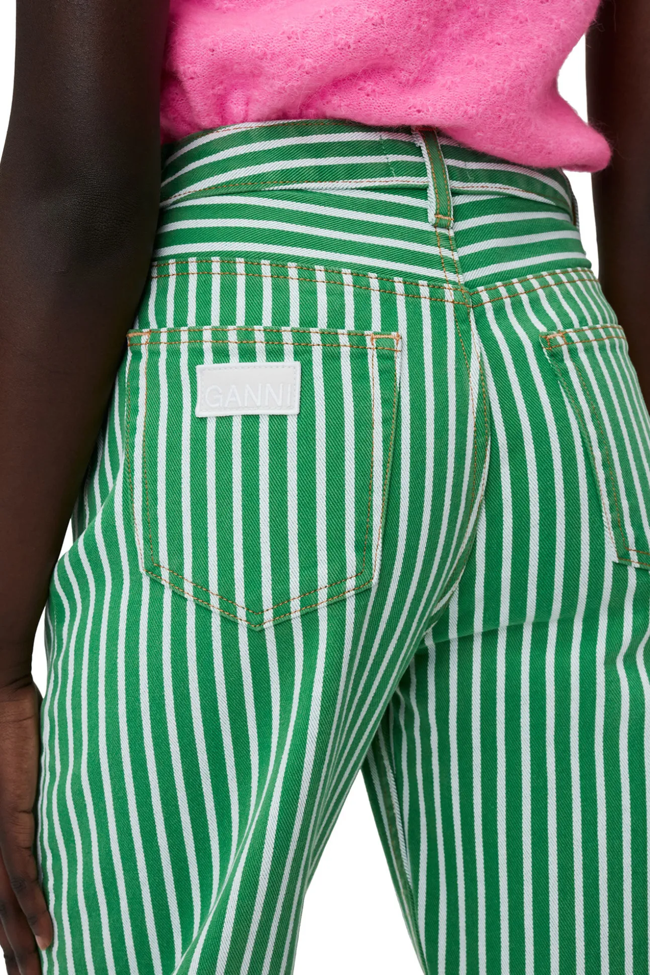 Discount GANNI Gestreifte Stary-Jeans Kelly Green