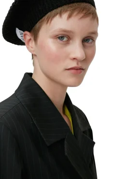Sale GANNI Gestreifter Stretch-Mäntel Black
