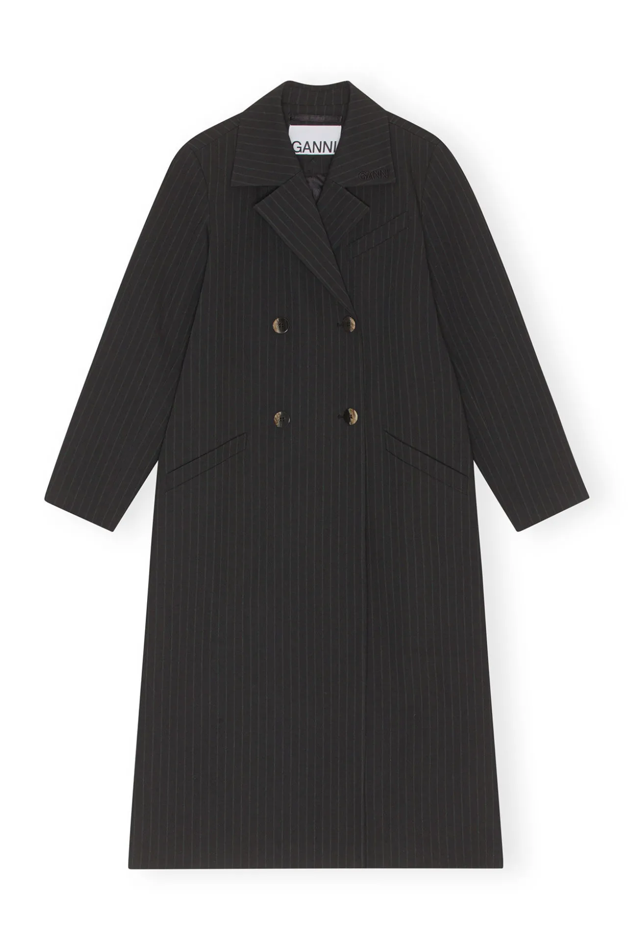 Sale GANNI Gestreifter Stretch-Mäntel Black