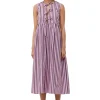 Shop GANNI Gestreiftes Cotton-Midikleid Bonbon