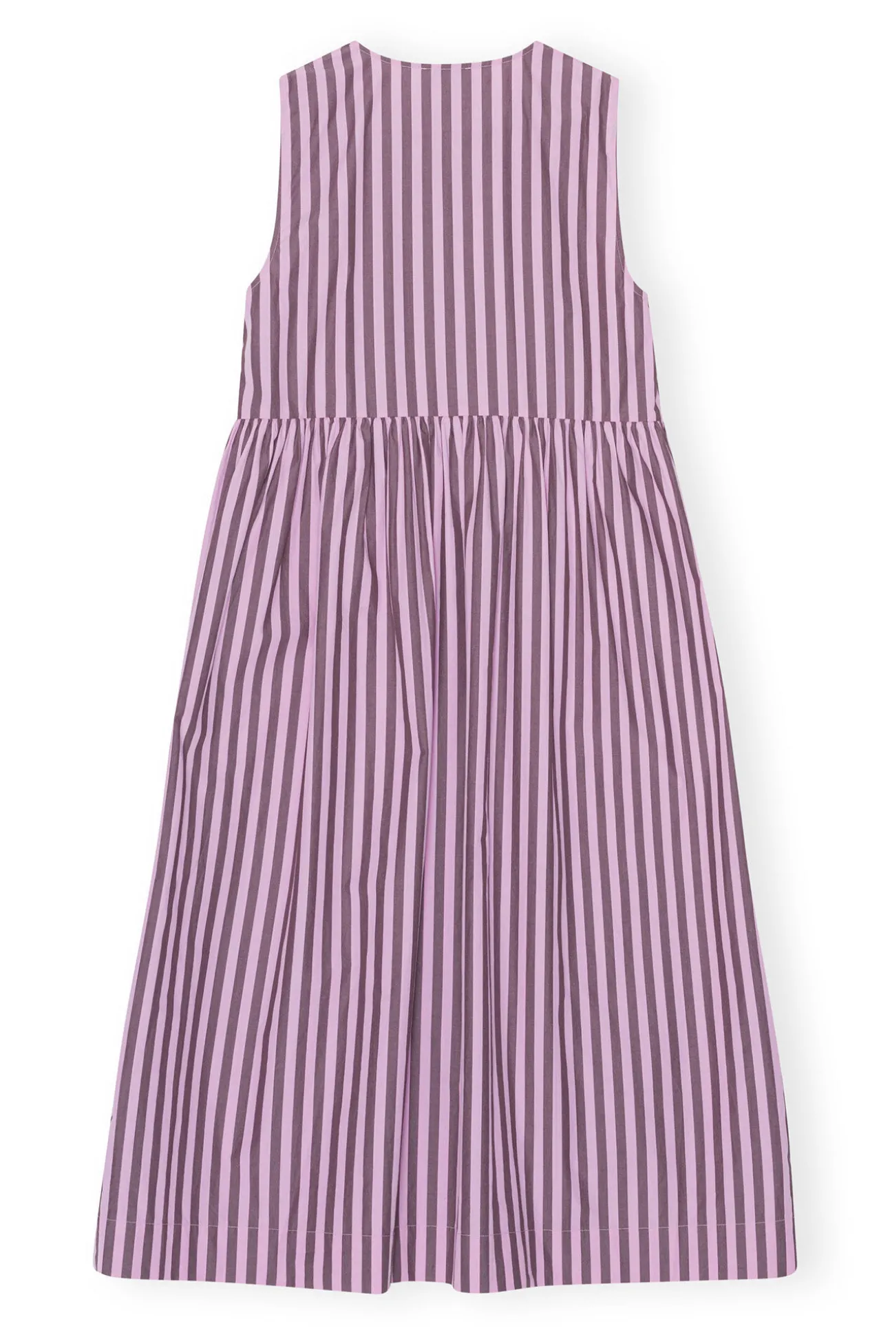 Shop GANNI Gestreiftes Cotton-Midikleid Bonbon
