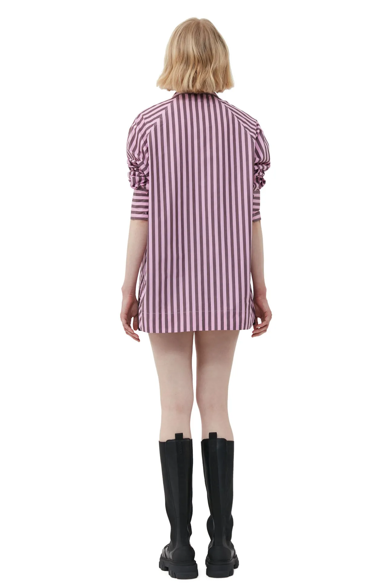 Clearance GANNI Gestreiftes Cotton-Raglan-Hemd In Ubergrose Bonbon