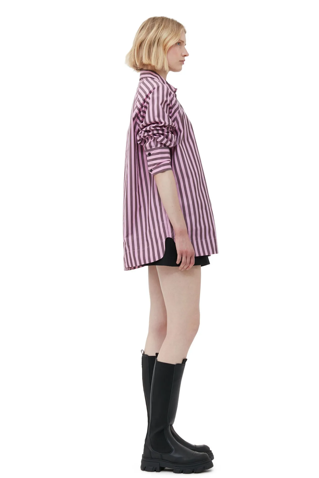 Clearance GANNI Gestreiftes Cotton-Raglan-Hemd In Ubergrose Bonbon