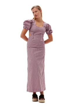 Cheap GANNI Gestreiftes Cutout-Kleid Aus Cotton Bonbon