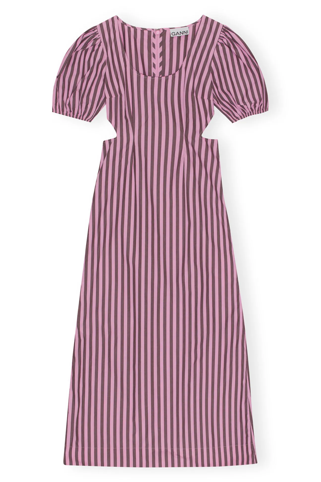Cheap GANNI Gestreiftes Cutout-Kleid Aus Cotton Bonbon