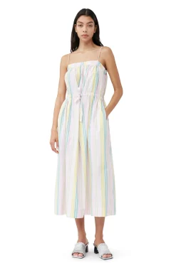 Cheap GANNI Gestreiftes Maxi-Tragerkleid Aus Cotton Multicolour
