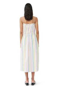Cheap GANNI Gestreiftes Maxi-Tragerkleid Aus Cotton Multicolour