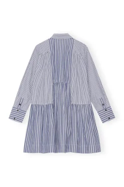 Best Sale GANNI Gestreiftes Mini-Hemdkleid Gray Blue