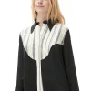 Fashion GANNI Gestreiftes Mix-Slub-Hemd Lily Green