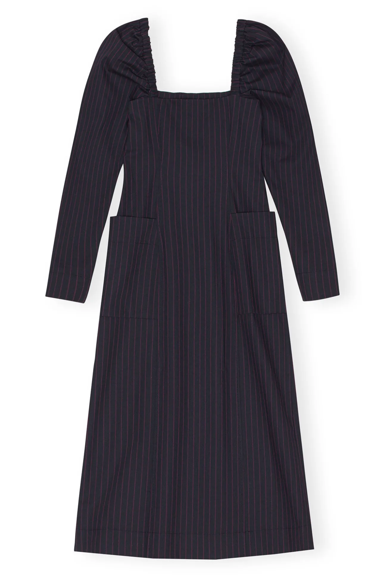 Best GANNI Gestreiftes, Tailliertes Stretch-Midikleid Sky Captain