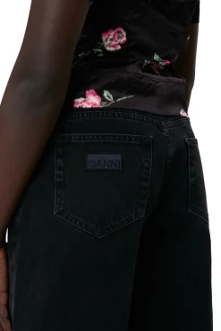 Clearance GANNI Gewellte Satinbluse Black