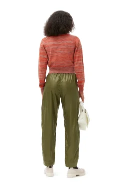 Best GANNI Glanzende Elastische Hose Spaghnum