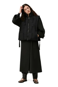 Flash Sale GANNI Glanzende Puff-Weste In Oversize-Passform Black