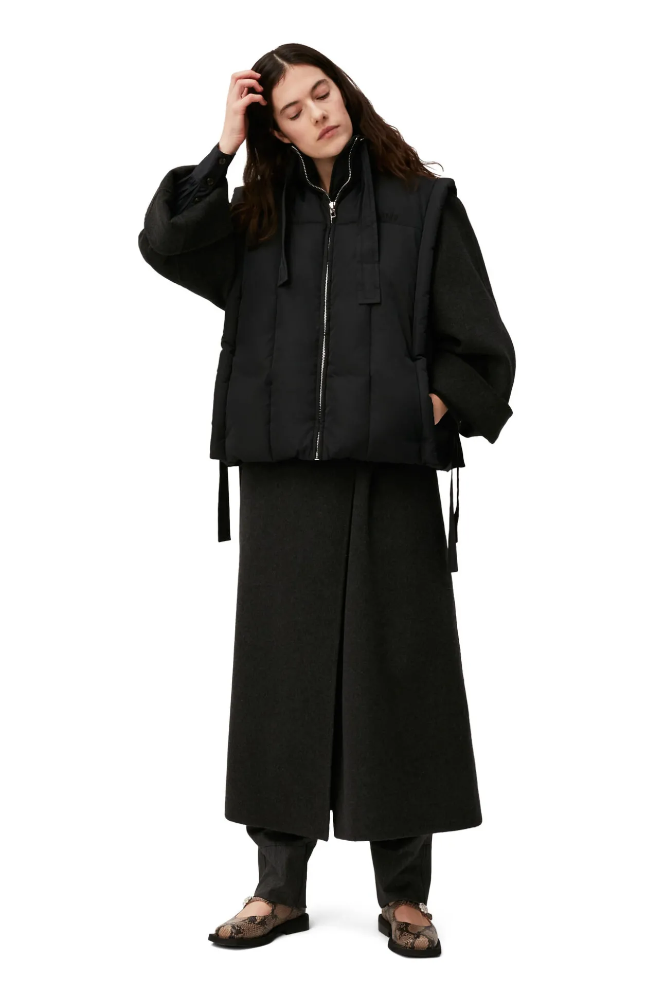 Flash Sale GANNI Glanzende Puff-Weste In Oversize-Passform Black