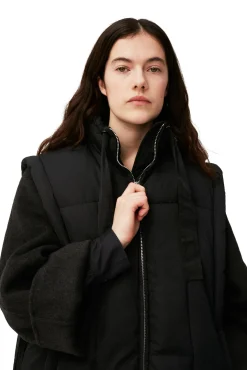 Flash Sale GANNI Glanzende Puff-Weste In Oversize-Passform Black