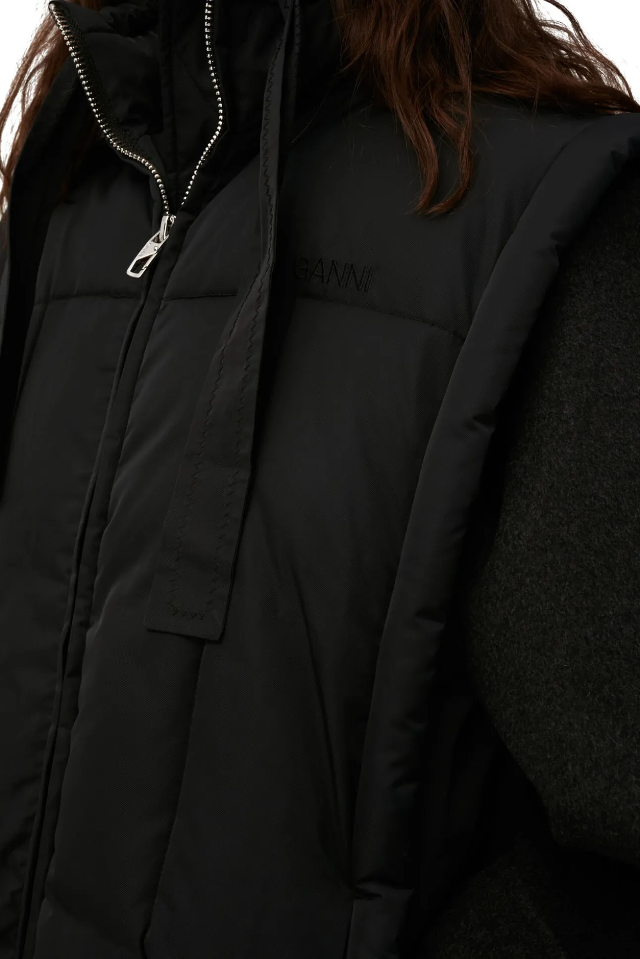 Flash Sale GANNI Glanzende Puff-Weste In Oversize-Passform Black