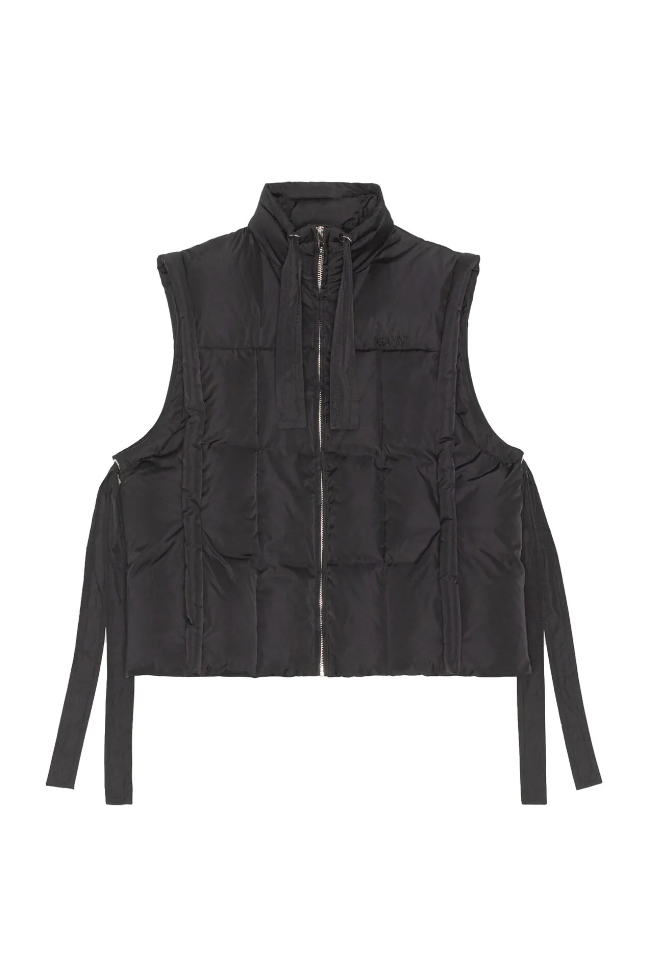 Flash Sale GANNI Glanzende Puff-Weste In Oversize-Passform Black