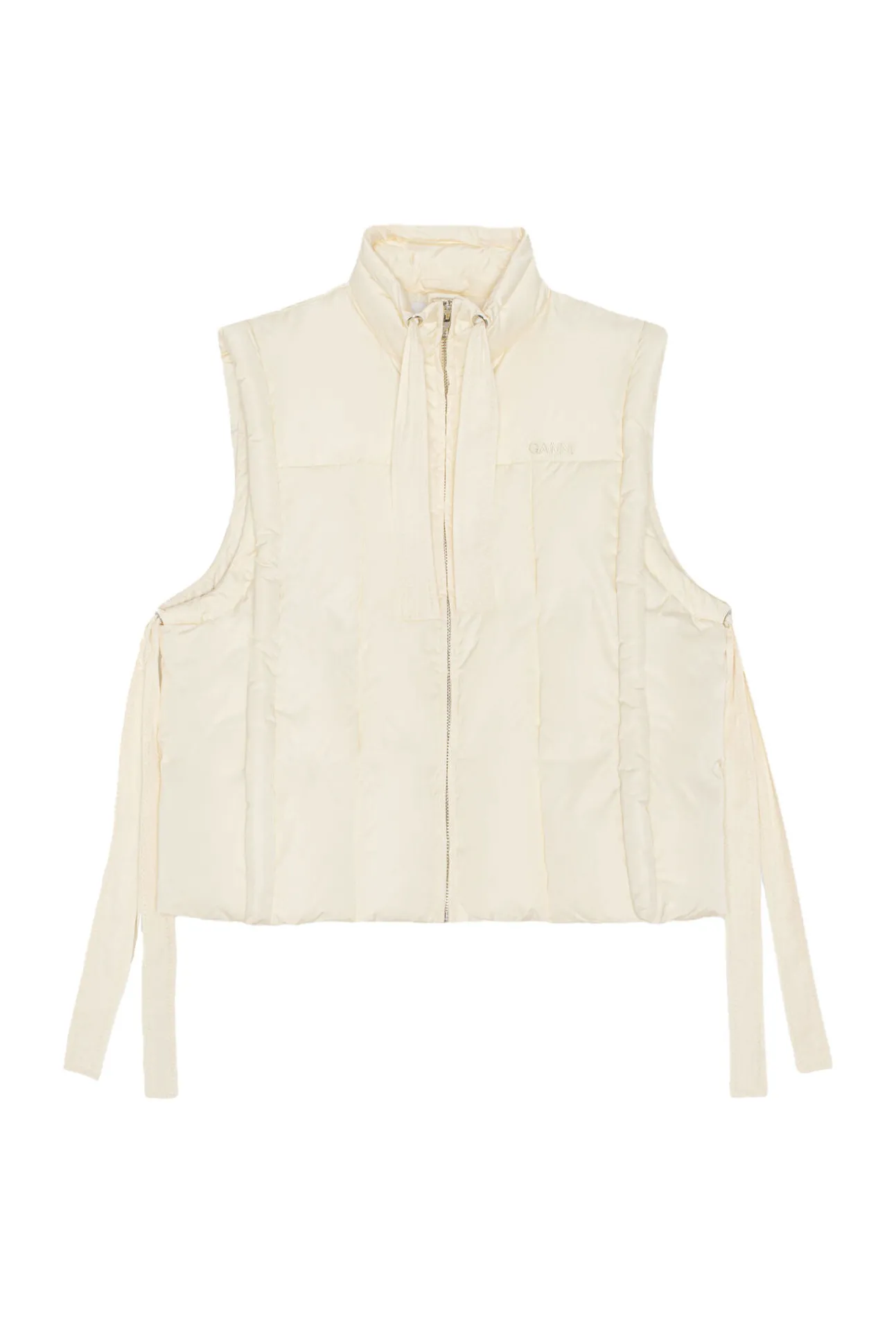 Clearance GANNI Glanzende Puff-Weste In Oversize-Passform Buttercream