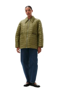 Fashion GANNI Glanzende Steppjacke Spaghnum