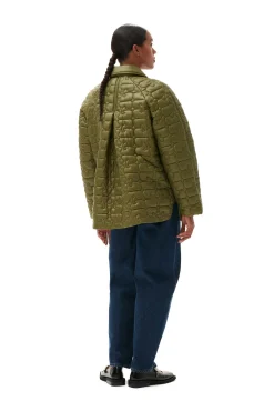 Fashion GANNI Glanzende Steppjacke Spaghnum
