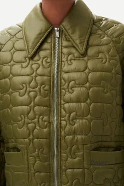 Fashion GANNI Glanzende Steppjacke Spaghnum