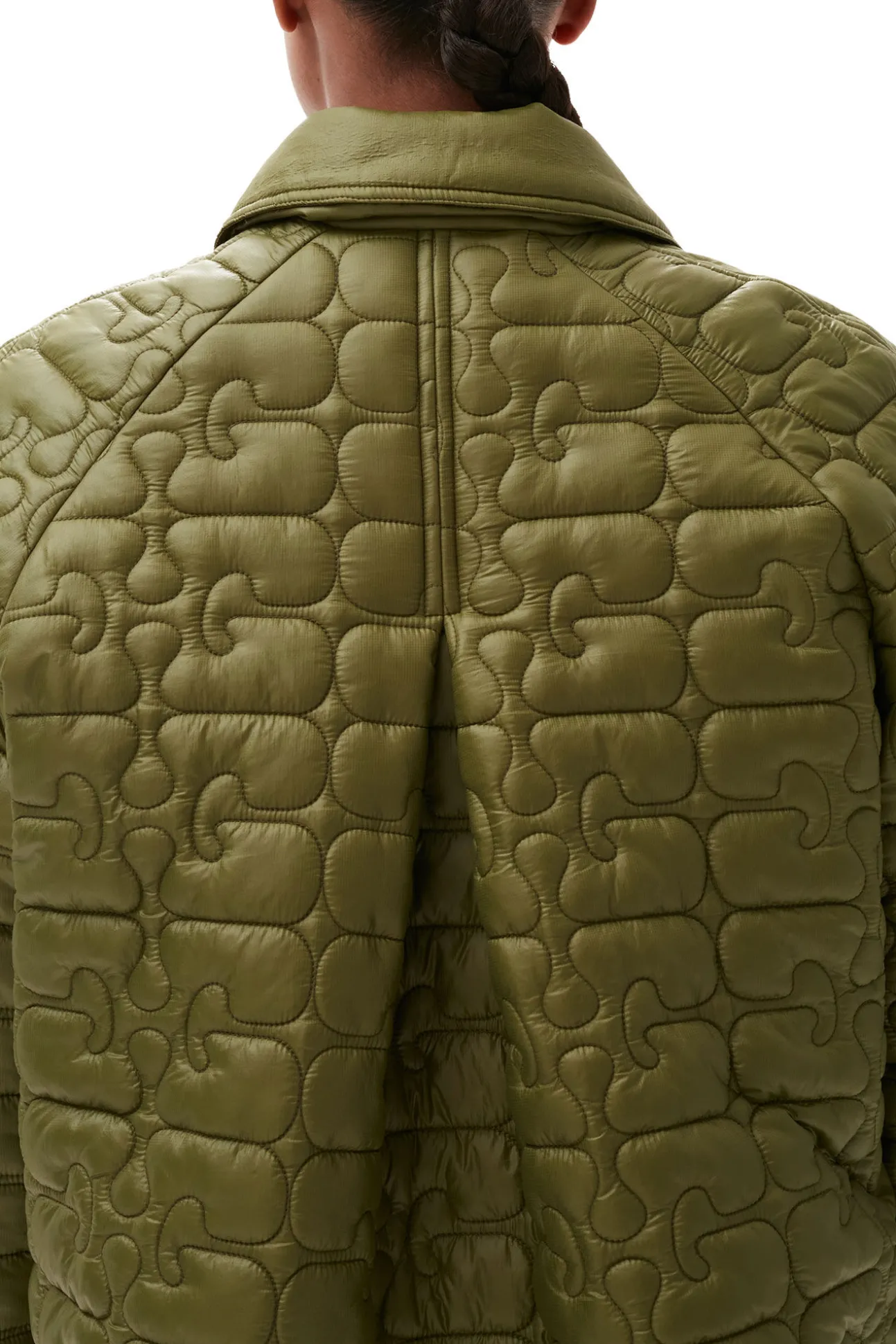 Fashion GANNI Glanzende Steppjacke Spaghnum