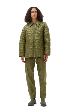 Fashion GANNI Glanzende Steppjacke Spaghnum