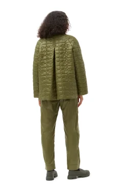 Fashion GANNI Glanzende Steppjacke Spaghnum