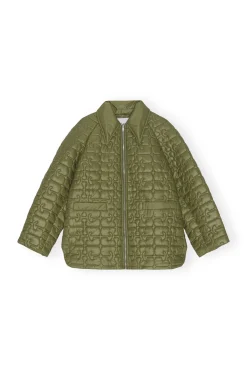 Fashion GANNI Glanzende Steppjacke Spaghnum