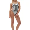 Fashion GANNI Glanzender String-Badeanzug Aus Recyceltem Material Silver