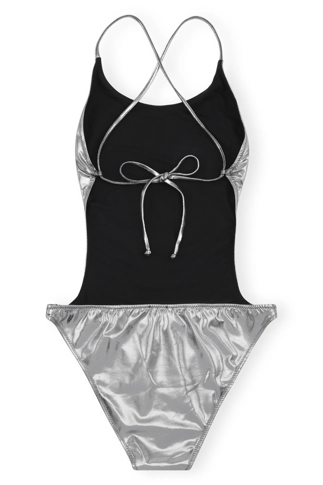 Fashion GANNI Glanzender String-Badeanzug Aus Recyceltem Material Silver