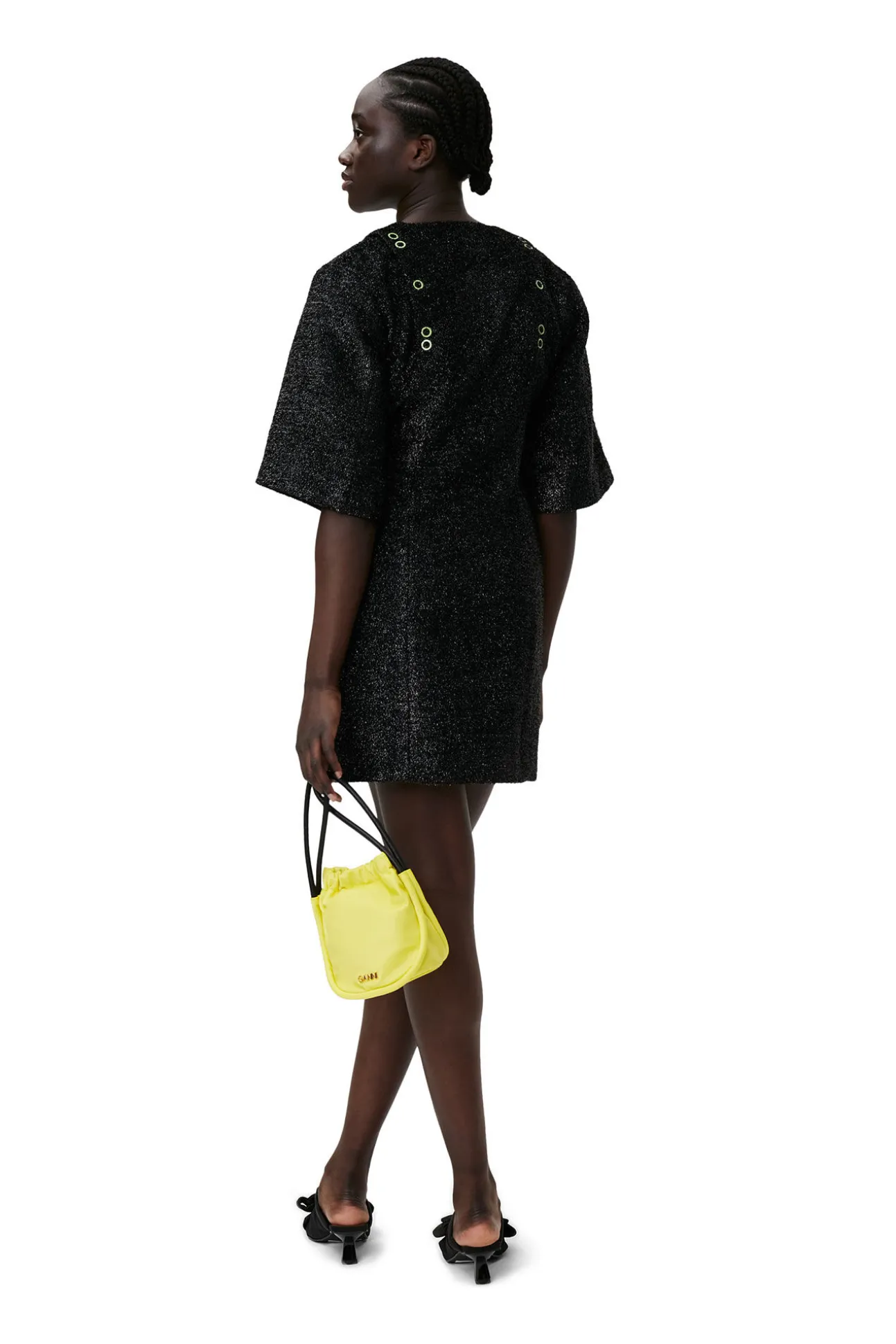 Hot GANNI Glitzerndes Minikleid Black