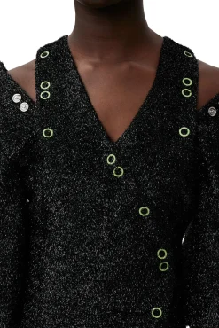 Hot GANNI Glitzerndes Minikleid Black