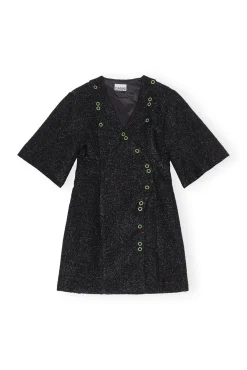 Hot GANNI Glitzerndes Minikleid Black