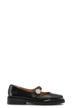 Store GANNI Glossy Mary-Jane-Ballerinas Black