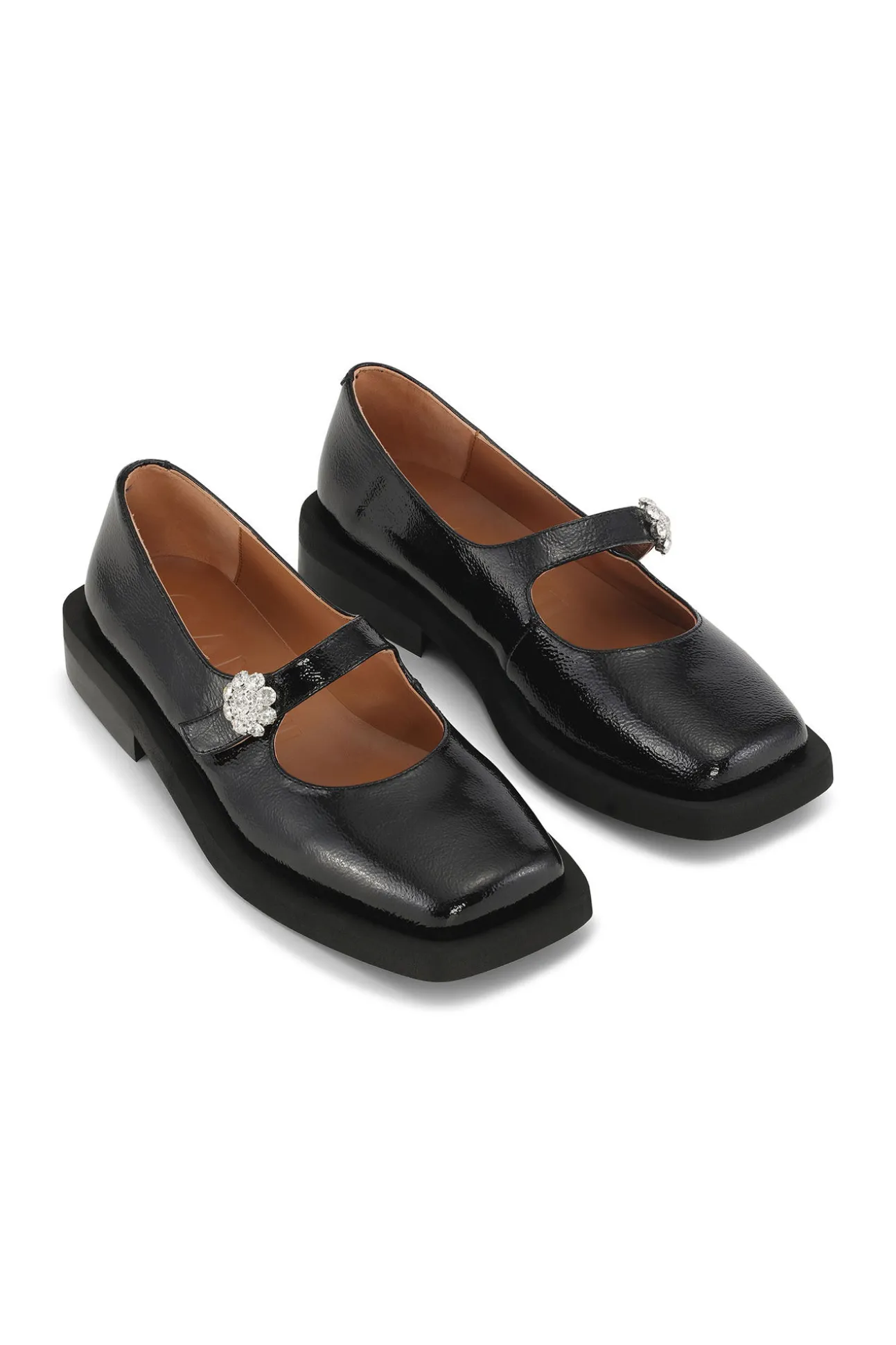 Store GANNI Glossy Mary-Jane-Ballerinas Black