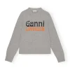 Sale GANNI Graphic O-Neck Pullover Oyster Gray