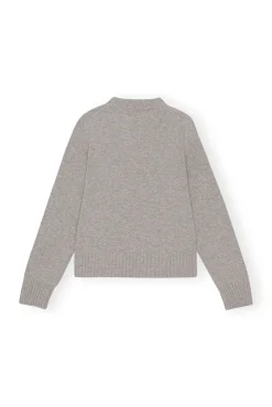 Sale GANNI Graphic O-Neck Pullover Oyster Gray