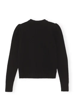 Shop GANNI Graphic Puff Shoulder World Black