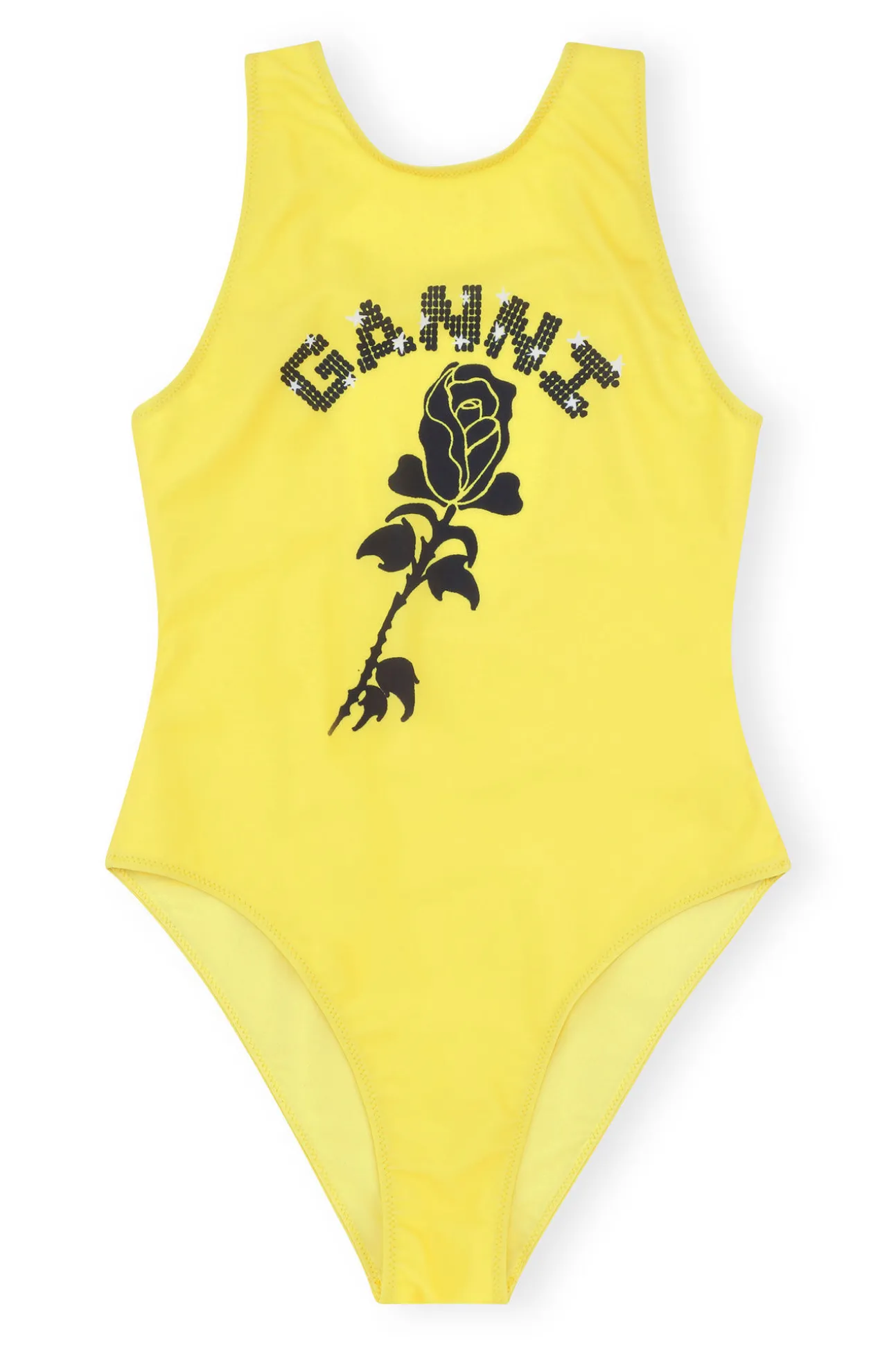 Discount GANNI Graphic Sporty Swimsuit Golden Kiwi