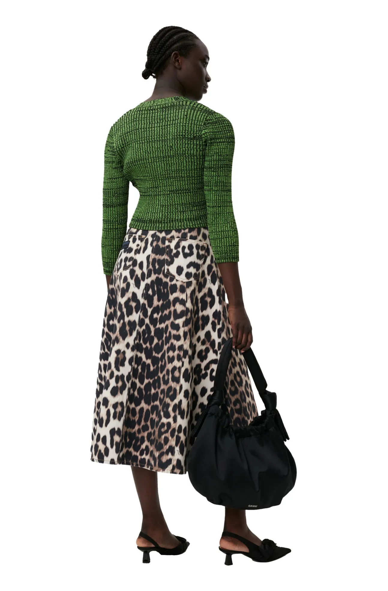 Best GANNI Gruner, Kurzer Geschnittener Melange-Strickcardigan Kelly Green