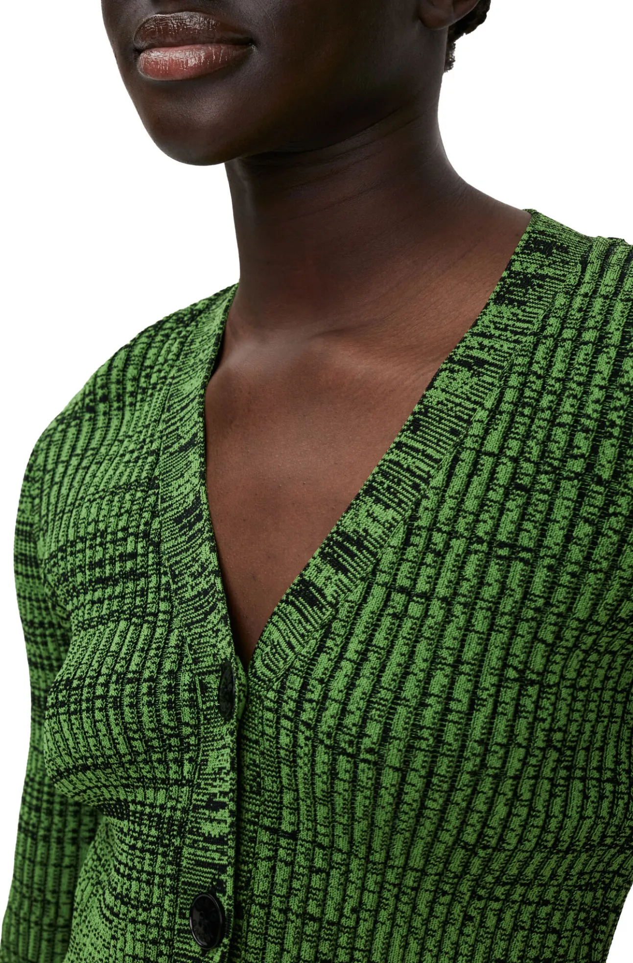 Best GANNI Gruner, Kurzer Geschnittener Melange-Strickcardigan Kelly Green