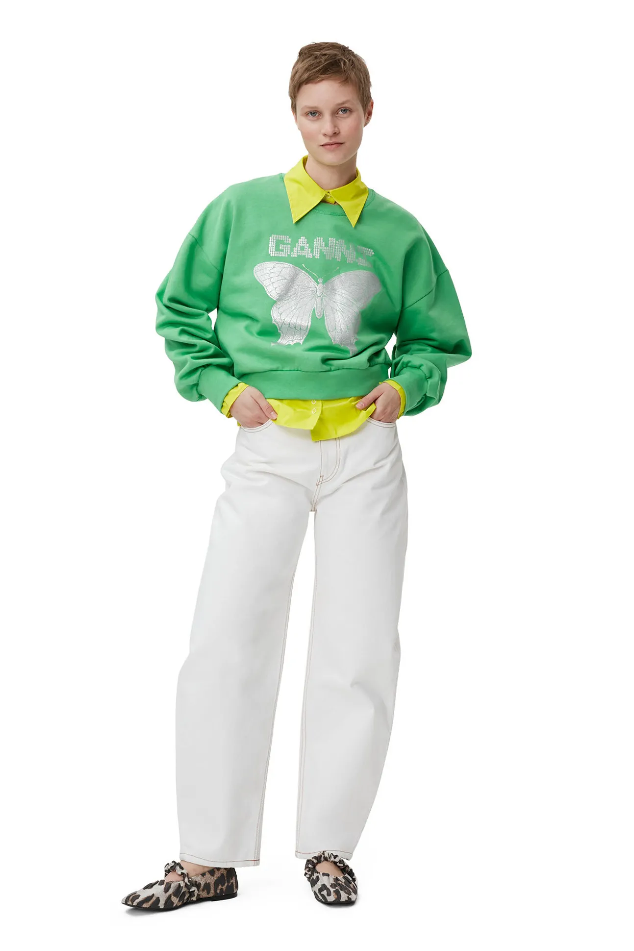Store GANNI Grunes Butterfly-Sweatshirt Kelly Green