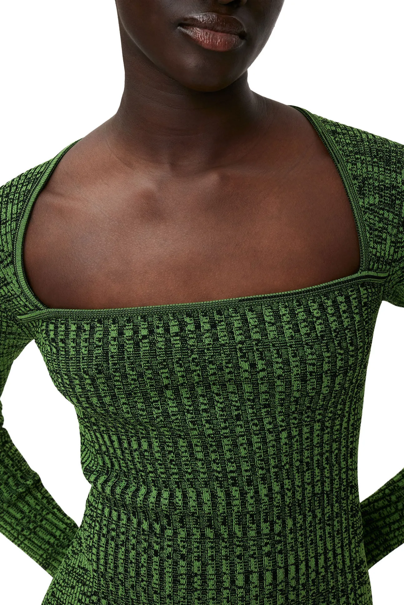 Shop GANNI Grunes Melange-Strickkleid Kelly Green