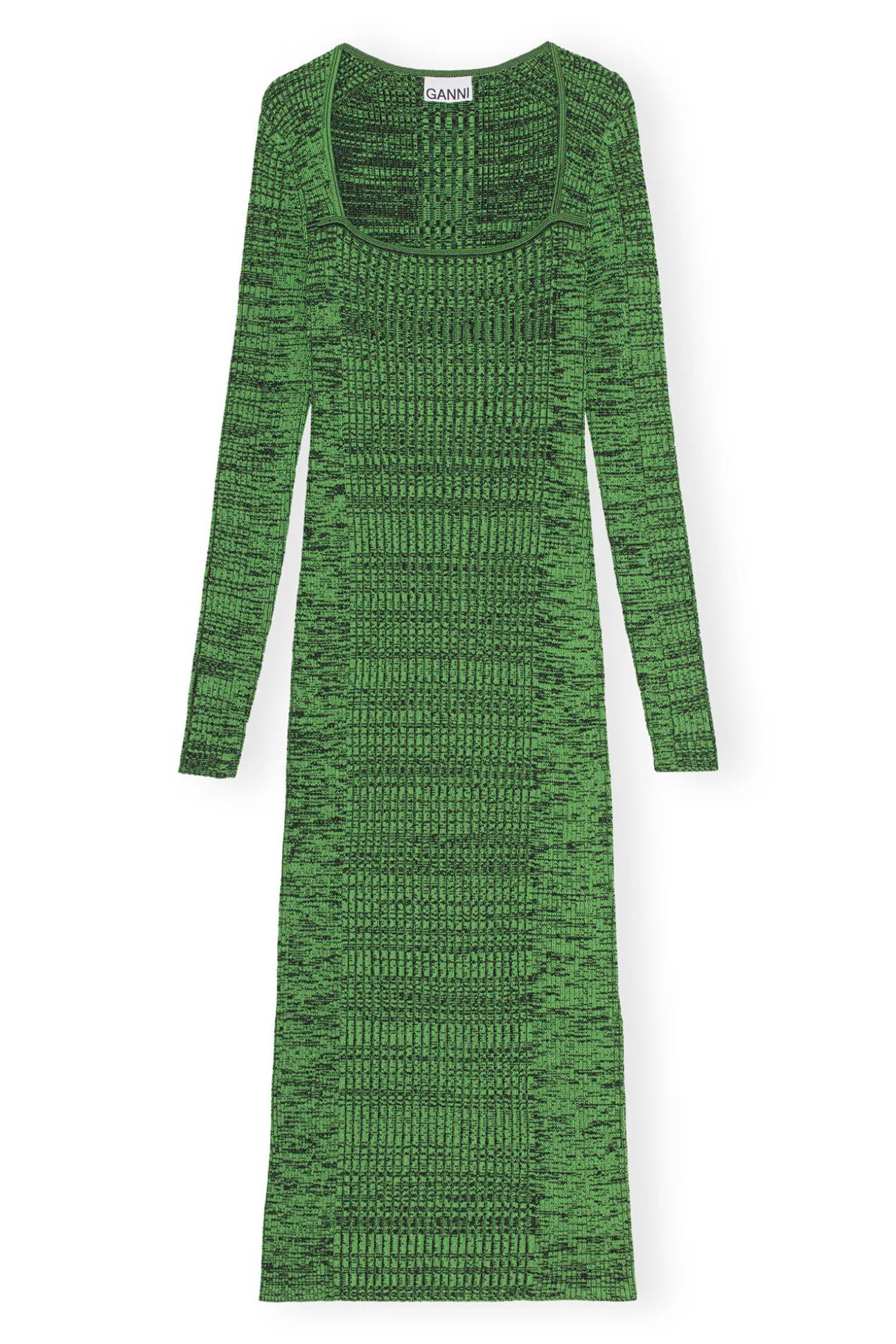 Shop GANNI Grunes Melange-Strickkleid Kelly Green