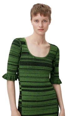 Discount GANNI Grunes Melange-Strick-Minikleid Kelly Green