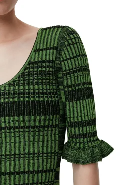Discount GANNI Grunes Melange-Strick-Minikleid Kelly Green