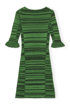 Discount GANNI Grunes Melange-Strick-Minikleid Kelly Green