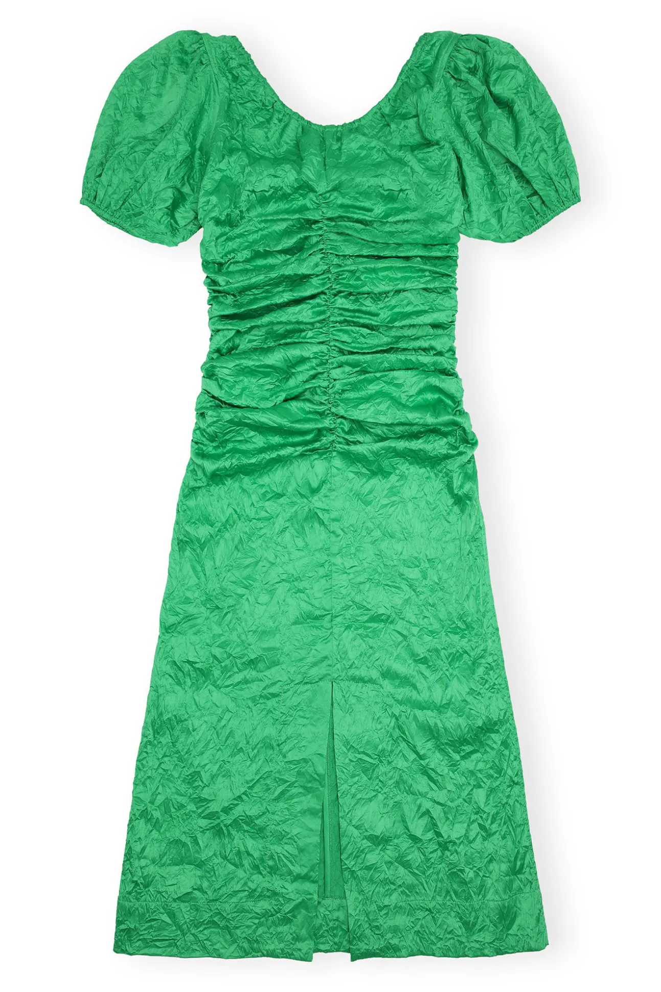 Hot GANNI Grunes Midikleid Aus Geknittertem Satin Bright Green